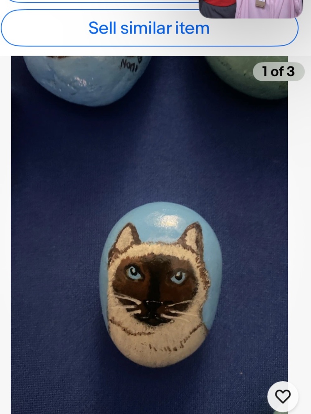 Hand-Painted Siamese Cat Rock - Blue